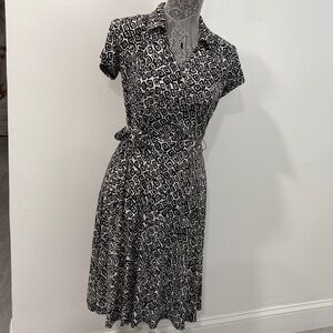 Chico's Black and White Asymmetrical Wrap Dress